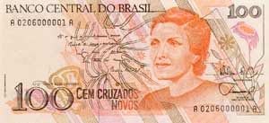 100 cruzados novos, Banco Central do Brasil, estampa A, 1989